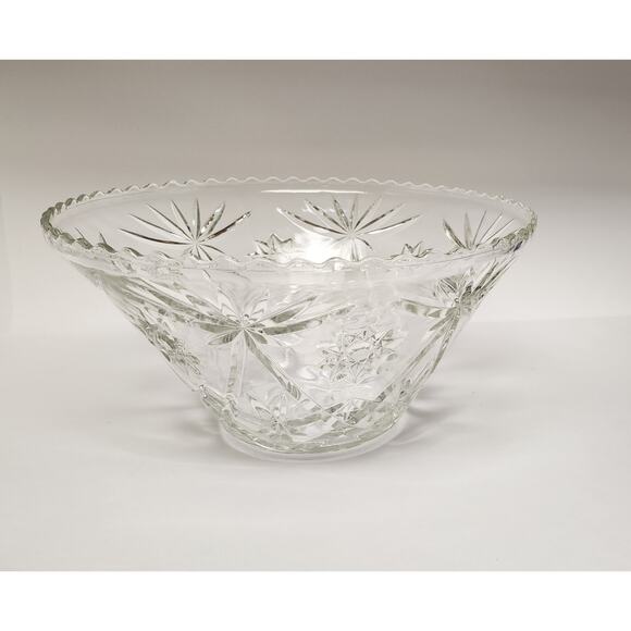 ANCHOR HOCKING Clear Prescut 1960s Star Of David Patterned Punch Bowl Set 22 - Picture 2 of 9